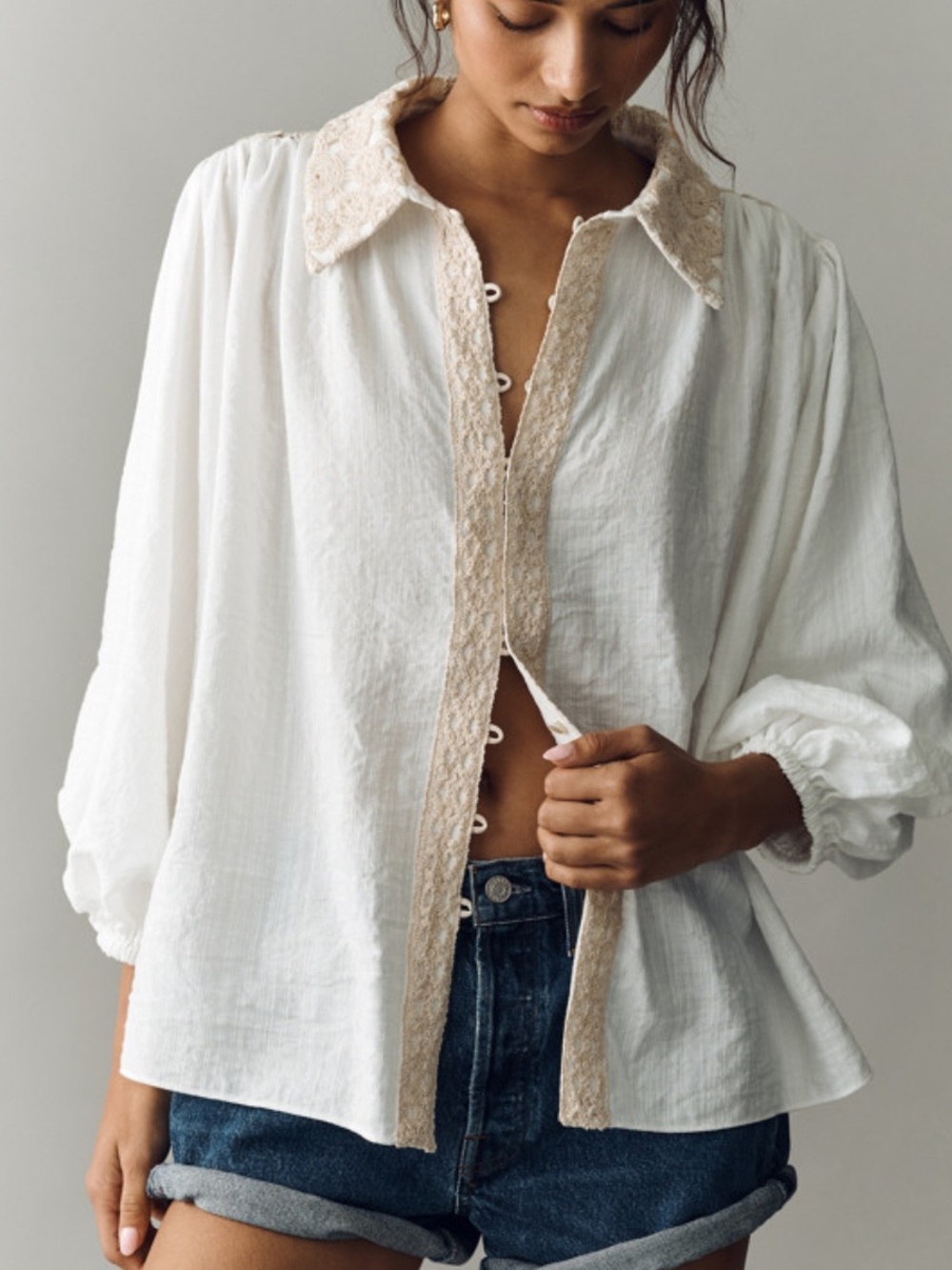 Mare Mare For Anthropologie Embroidered Buttondown Shirt